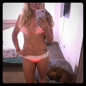 Beach bunny lace salmon orange bikini 👙